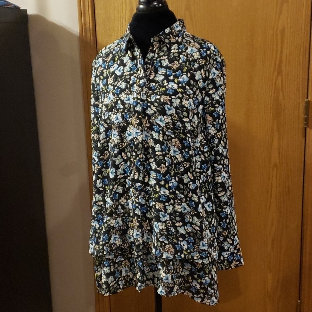 J jill floral layered look long sleeve lightweight